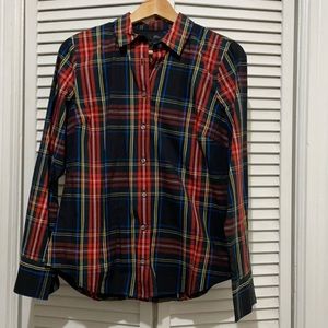 Slim stretch perfect shirt in black Stewart Tartan